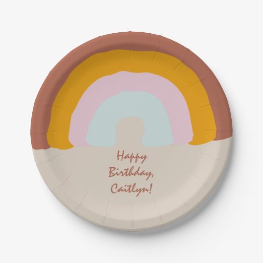 Retro Kleuren Regenboog Doodle Aangepaste Bericht Papieren Bordje (Voorkant)