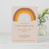 Retro Kleuren Regenboog Doodle Verjaardagsfeest Kaart (Staand voorkant)