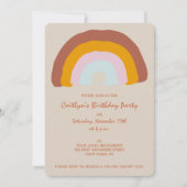 Retro Kleuren Regenboog Doodle Verjaardagsfeest Kaart (Voorkant)