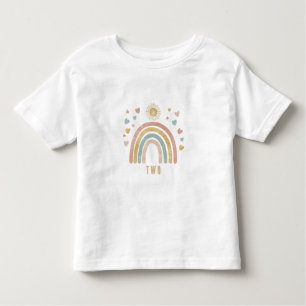 Retro Kleuren Regenboog en Zon Verjaardag Kinder Shirts