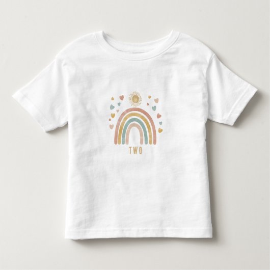 Retro Kleuren Regenboog en Zon Verjaardag Kinder Shirts (Voorkant)
