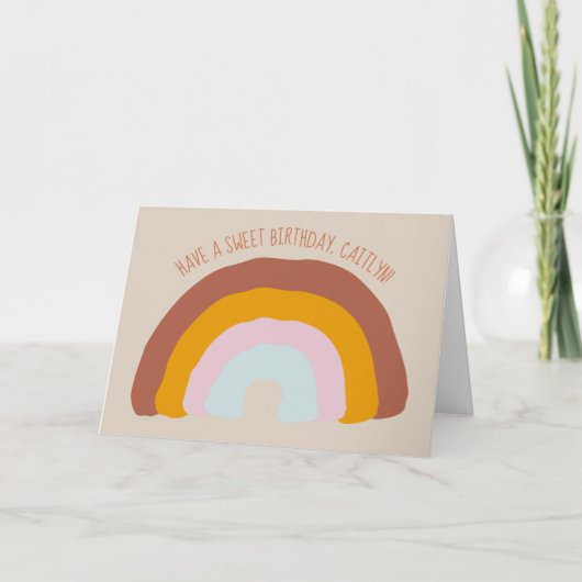 Retro kleuren regenboogbalk op maat kaart (Voorkant)