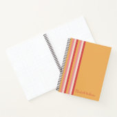 Retro Kleuren Sinaasappel Roze Gouden Strepen Meis Notitieboek (Binnen)