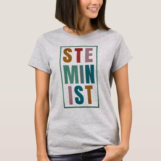 Retro Kleuren Steministisch Science Girl T-shirt (Voorkant)