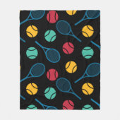 Retro kleuren tennis patroon zwart fleece deken (Voorkant)