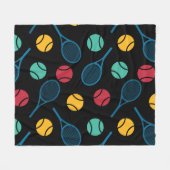 Retro kleuren tennis patroon zwart fleece deken (Voorkant (Horizontaal))