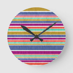 Retro Kleuren Textuur Look Strepen Ronde Klok