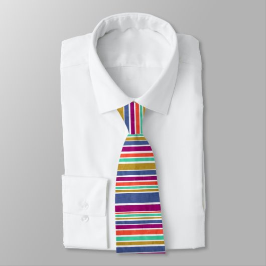 Retro Kleuren Textuur Look Strepen Stropdas (Gebonden)