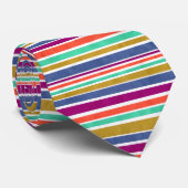 Retro Kleuren Textuur Look Strepen Stropdas (Opgerold)