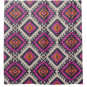 Retro kleuren, tribal Navajo ontwerp. Douchegordijn