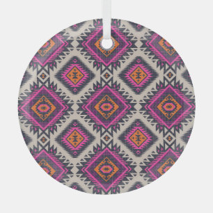 Retro kleuren, tribal Navajo ontwerp. Glas Ornament