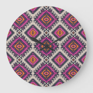 Retro kleuren, tribal Navajo ontwerp. Grote Klok