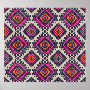 Retro kleuren, tribal Navajo ontwerp. Poster