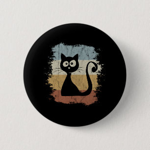 Retro kleuren uit de jaren 60 stripfiguur kat Aard Ronde Button 5,7 Cm