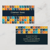 Retro kleuren vierkanten Visitekaartje (Voorkant / Achterkant)