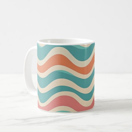 Retro kleuren Wave Boho stijl Abstracte patronen Koffiemok (Voorkant links)