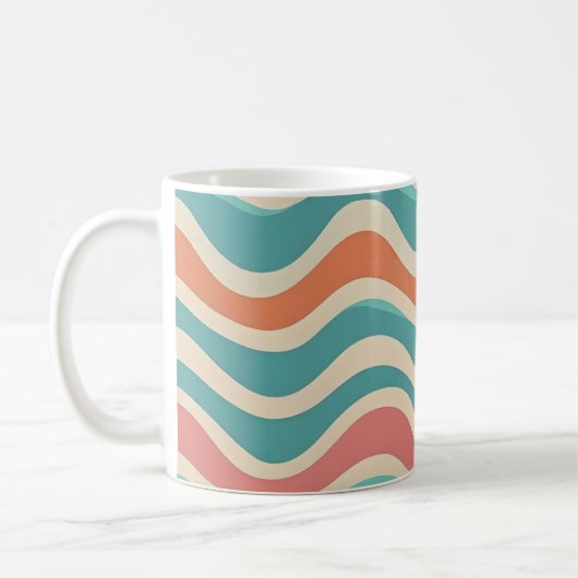 Retro kleuren Wave Boho stijl Abstracte patronen Koffiemok (Links)