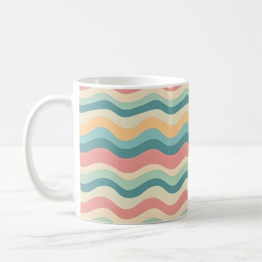 Retro kleuren Wave Boho stijl Abstracte patronen Koffiemok (Links)