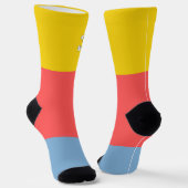  retro kleurenblok Blauw Roze Geel OMG Sokken (Gebogen)