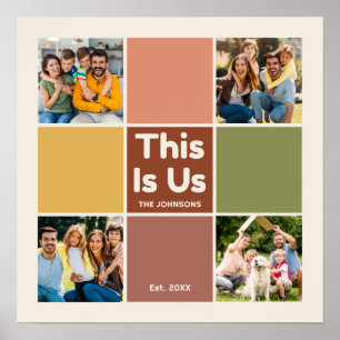 Retro kleurenblok Dit is US Quote 4 fotocollage Poster