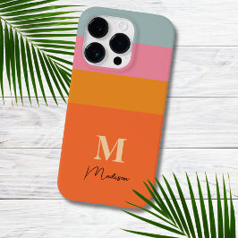 Retro Kleurenblokken Monogram Case-Mate iPhone 14 Pro Hoesje