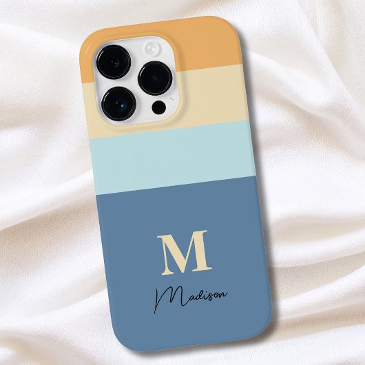 Retro Kleurenblokken Monogram Case-Mate iPhone Case