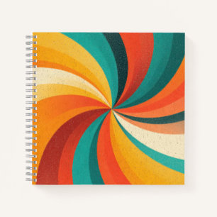 Retro Kleurenwerveling – Vintage Abstracte Achterg Notitieboek