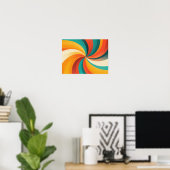 Retro Kleurenwerveling – Vintage Abstracte Achterg Poster (Thuiskantoor)