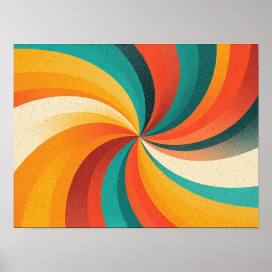 Retro Kleurenwerveling – Vintage Abstracte Achterg Poster (Voorkant)