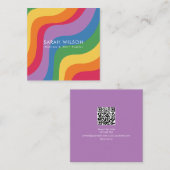 Retro Kleurgolf Minimalistische QR-code Vierkante Visitekaartje (Voorkant / Achterkant)
