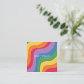Retro Kleurgolf Minimalistische QR-code Vierkante Visitekaartje (Staand voorkant)