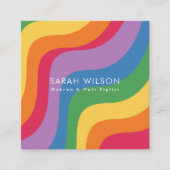 Retro Kleurgolf Minimalistische QR-code Vierkante Visitekaartje (Voorkant)