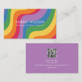 Retro Kleurgolf Minimalistische QR-code Visitekaartje (Voorkant / Achterkant)