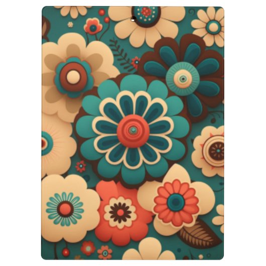 retro-kleurige bloemen klembord (Achterkant)