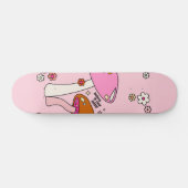 Retro-kleurige paddenstoelen en bloemen roze persoonlijk skateboard (Horizontaal)