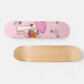 Retro-kleurige paddenstoelen en bloemen roze persoonlijk skateboard (Horizontaal)