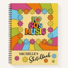 Retro Kleurrijk 60s Muziek Geïnspireerd Ontwerp Notitieboek