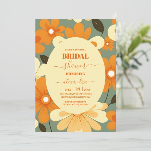  Retro Kleurrijk Bloemen Vrijgezellenfeest Kaart (Staand voorkant)