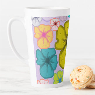 Retro Kleurrijk Bloemmotief Latte Mok