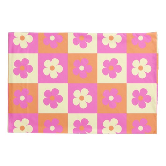 Retro Kleurrijk Boheems Bloemen Patroon Kussensloop (Achterkant)