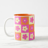 Retro Kleurrijk Boheems Bloemen Patroon Tweekleurige Koffiemok (Links)