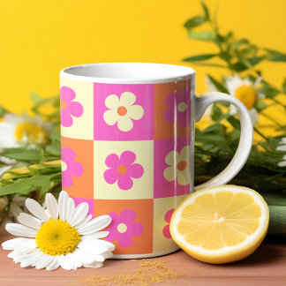 Retro Kleurrijk Boheems Bloemen Patroon Tweekleurige Koffiemok