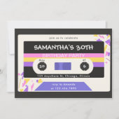 Retro Kleurrijk Cassettebandje Verjaardagsfeest Kaart (Voorkant)