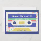Retro Kleurrijk Cassettebandje Verjaardagsfeest Kaart (Voorkant)