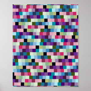 Retro Kleurrijk Checkerboard 01 Poster