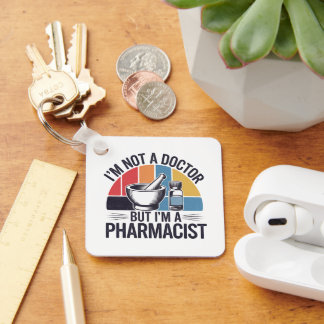 Retro kleurrijk design cadeau voor Apotheker Sleutelhanger