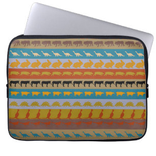 Retro Kleurrijk Dierenpatroon #8 Laptop Sleeve