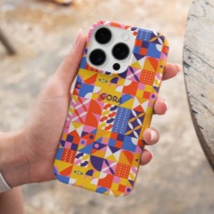 Retro Kleurrijk Geometrisch Motief Patroon Aangepa iPhone 16 Pro Hoesje