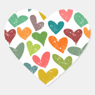 Retro Kleurrijk Groovy Valentijnsharten Patroon Hart Sticker