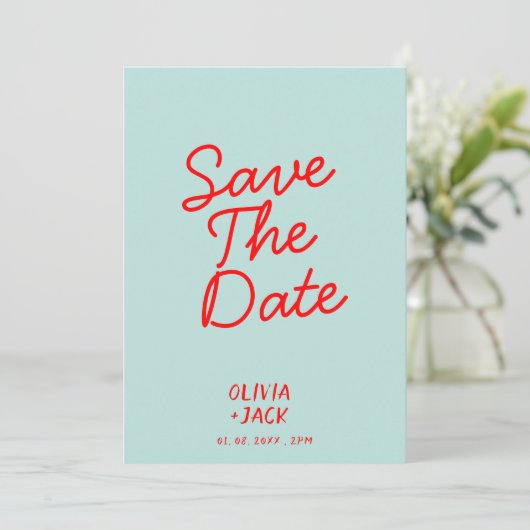 Retro Kleurrijk Helder Funky Uniek Modern Trouwen  Save The Date (Staand voorkant)